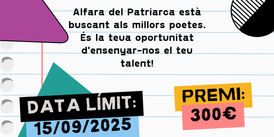 Alfara del Patriarca convoca la IV edición del Concurso de Poesía Maria Carme Arnau
