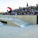 Participantes del Festival VESO 2025 durante las competiciones de deporte urbano en la Marina de València.