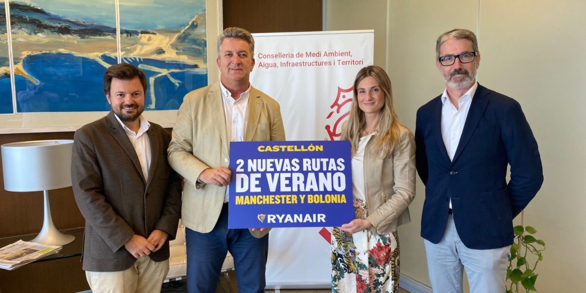 El aeropuerto de Castellón y Ryanair anuncian el lanzamiento de dos rutas a Manchester y Bolonia en la temporada de verano de 2026