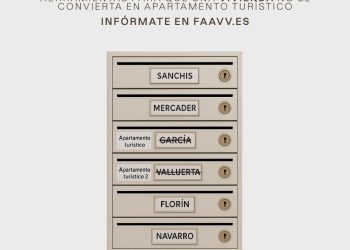 Cartel oficial de la campaña “Impide que tu vecina o vecino pierda el nombre” de la Federación de Asociaciones Vecinales de Valencia (FAAVV).