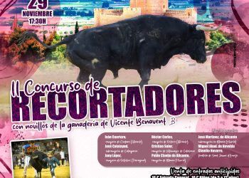 Cartel del II Concurso de Recortadores y suelta de vaquillas en Villena 2025.