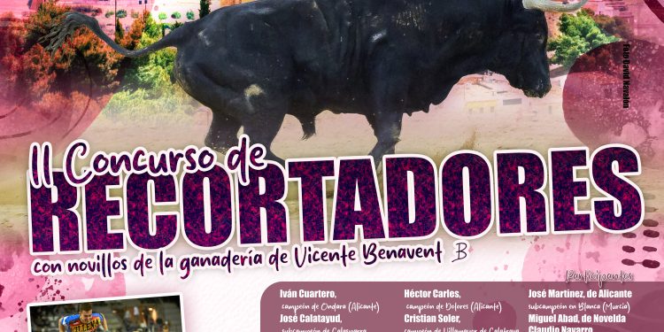 Cartel del II Concurso de Recortadores y suelta de vaquillas en Villena 2025.