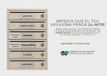 La Federación Vecinal de Valencia impulsa una campaña contra los pisos turísticos