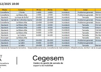 Guadassuar supera los 200 litros, Alzira los 225 mientras se desbordan ríos y barrancos en la Ribera