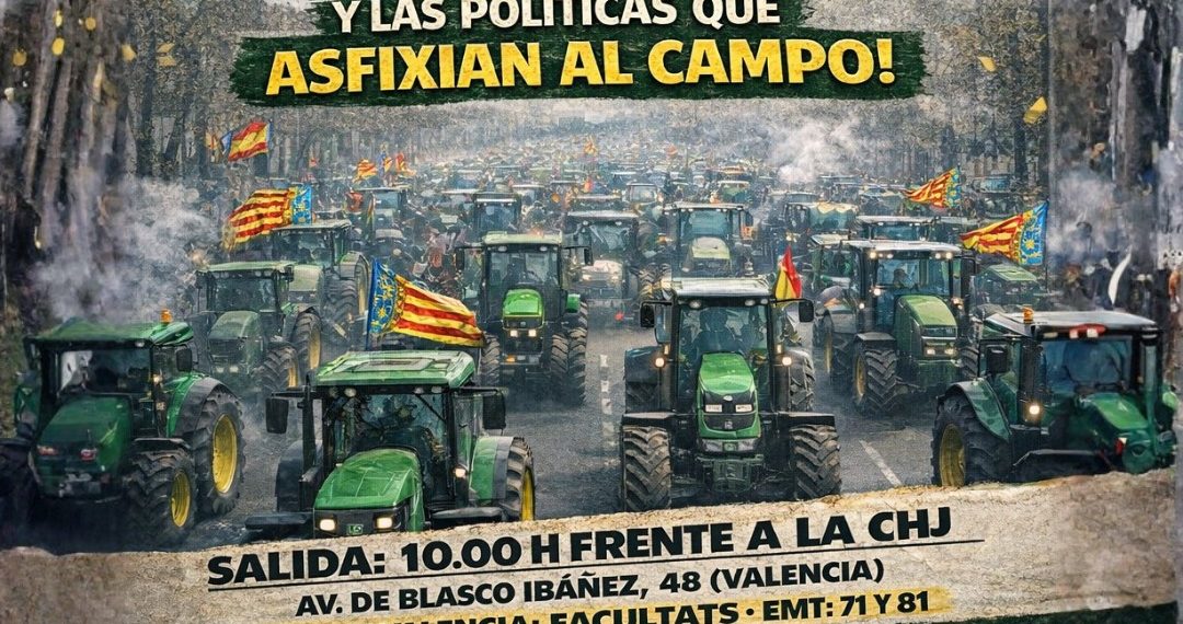 El sector agrario convoca una tractorada y manifestación el 29 de enero en Valencia