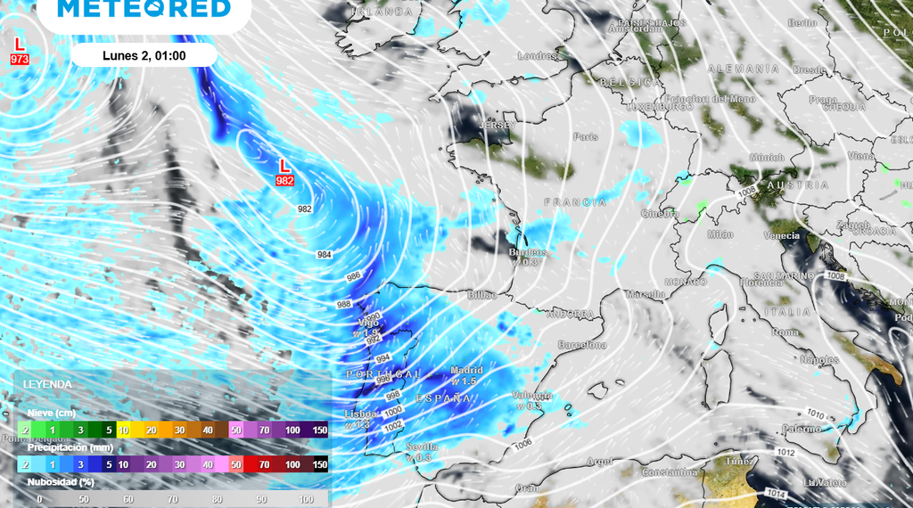 España afronta lluvias y nevadas tras la borrasca Kristin
