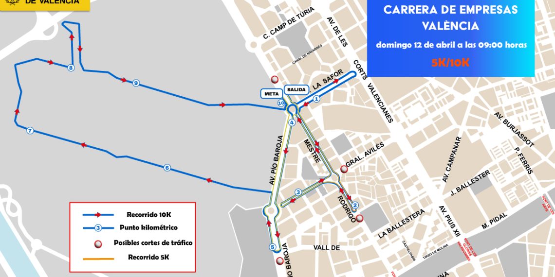 Valencia reordena el tráfico de Campanar por la Carrera de Empresas de este domingo