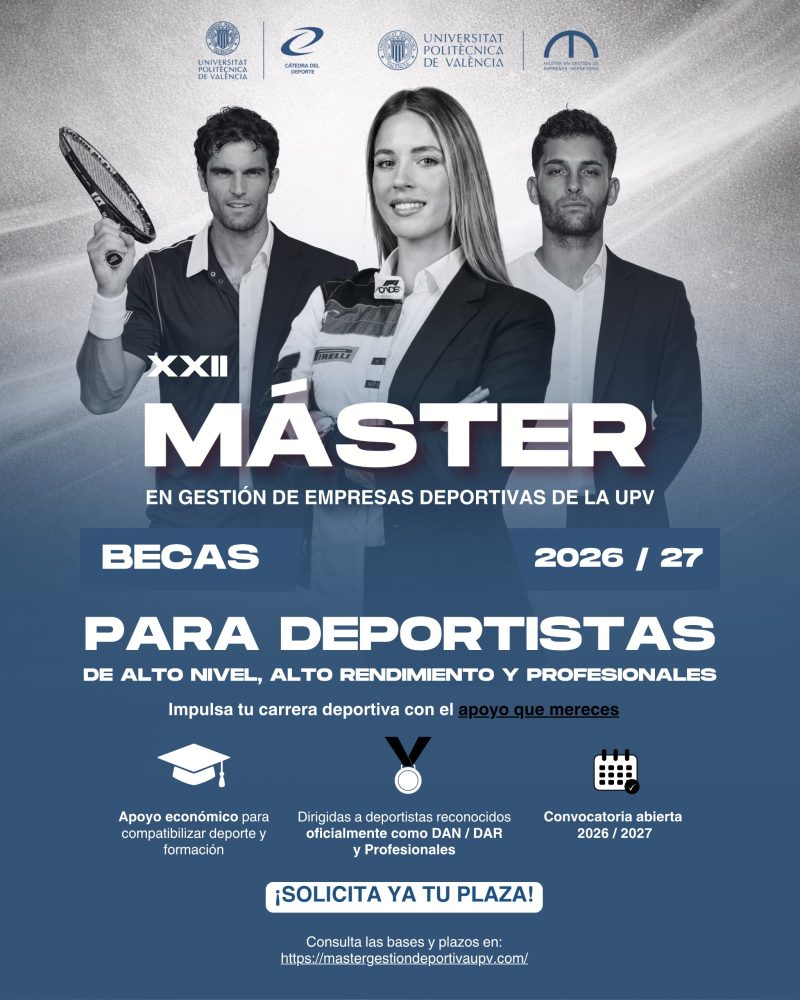 La UPV convoca 7 becas para su máster en gestión de entidades deportivas dirigido a deportistas de élite