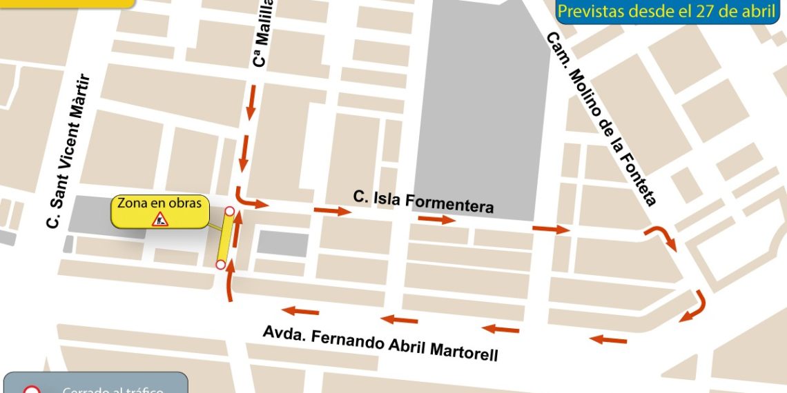 Valencia desvía la salida del barrio de Malilla los próximos dos meses y medio por las obras del canal de acceso de Adif