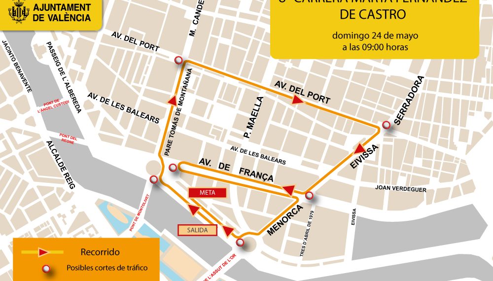 Valencia prepara un dispositivo de tráfico este domingo en Camins al Grau por la Carrera Marta Fernández de Castro
