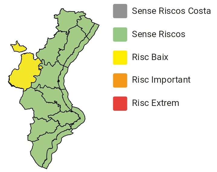 Aemet activa la alerta amarilla por tormentas en el interior de Valencia