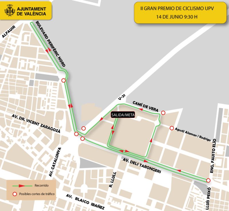 El II Gran Premio de Ciclismo de la UPV transitará este domi