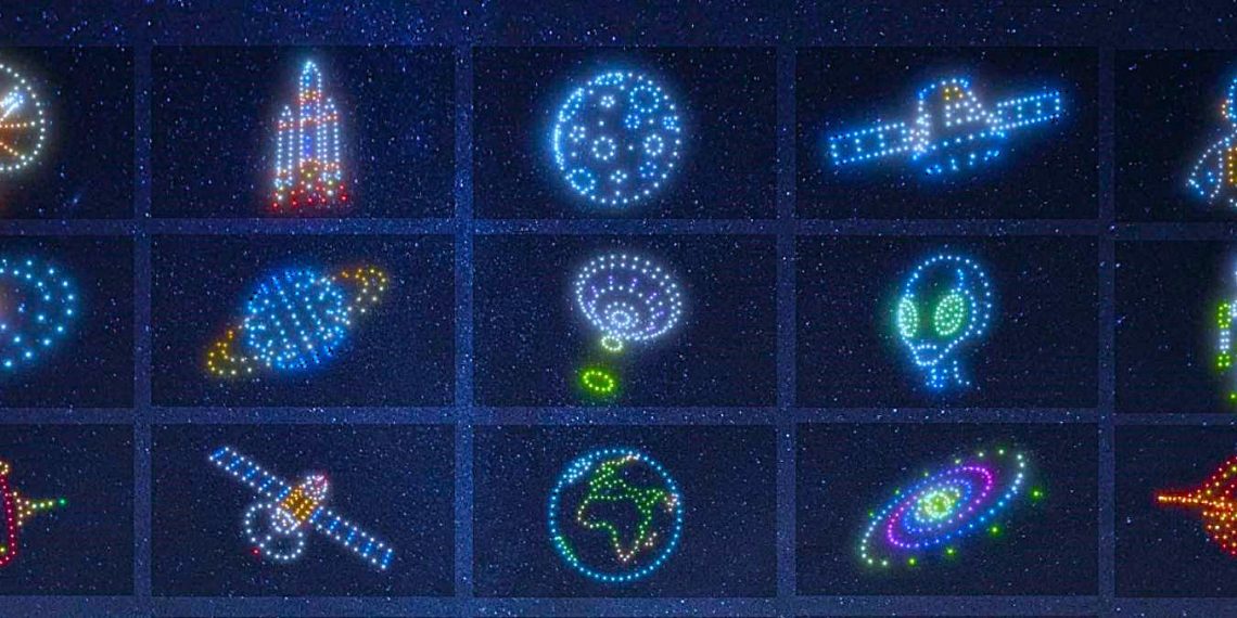 Alicante repite el espectáculo de 150 drones por Hogueras con un viaje espacial