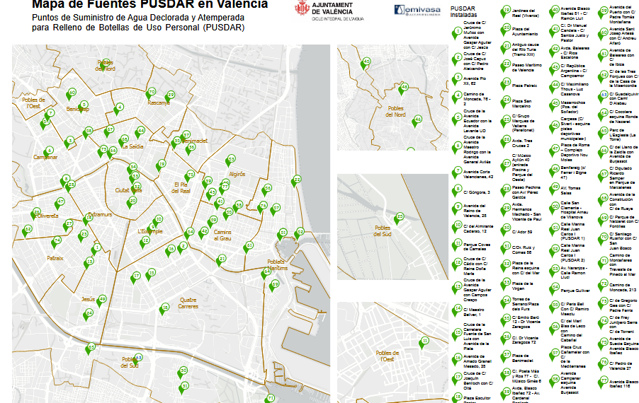 Las fuentes refrigeradas de Valencia suministrarán más de 136.000 litros de agua este verano