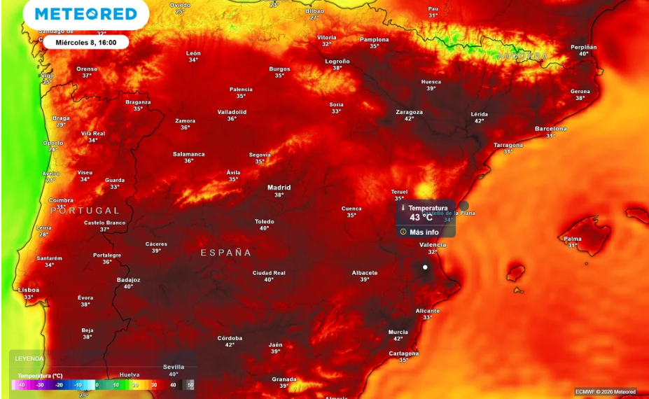 La ola de calor mantiene los 43 ºC y activa nuevas tormentas en la Comunitat Valenciana