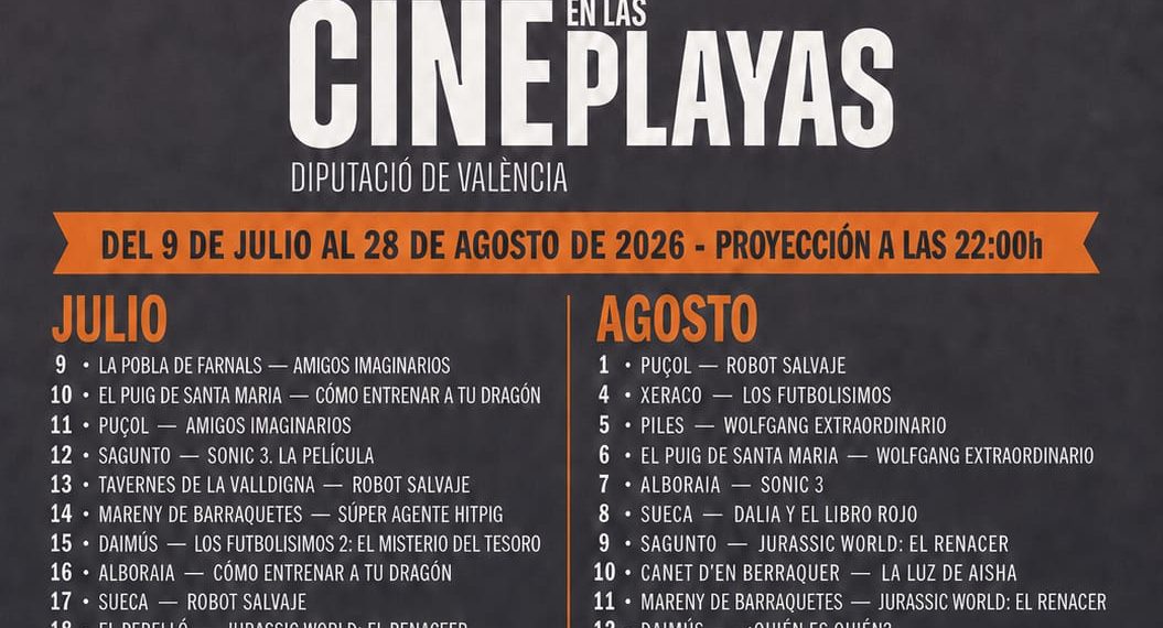 La Diputación de Valencia llevará el cine de verano a 23 playas de la provincia esta temporada