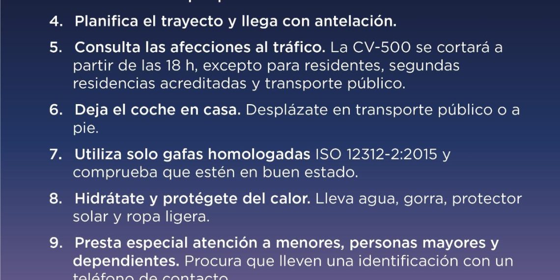 Cómo ver el eclipse solar en Valencia: gafas homologadas, transporte público y consejos de seguridad