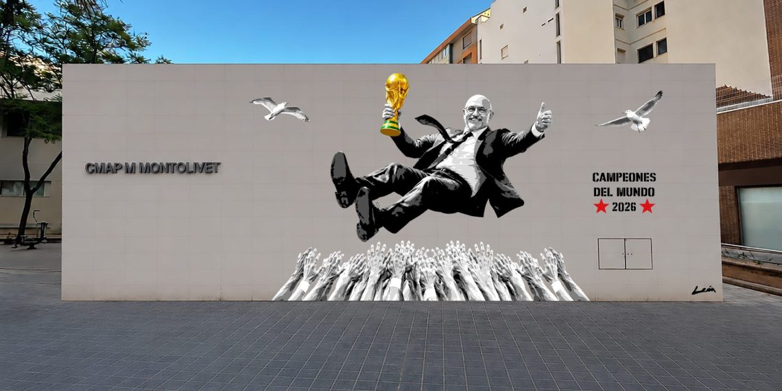 Valencia crea un mural en Montolivet para homenajear a la Selección Española